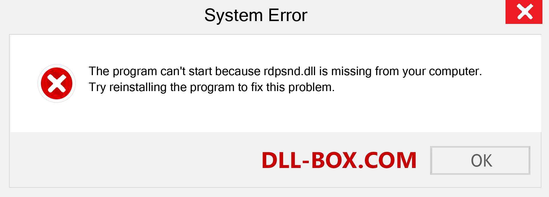  rdpsnd.dll file is missing?. Download for Windows 7, 8, 10 - Fix  rdpsnd dll Missing Error on Windows, photos, images